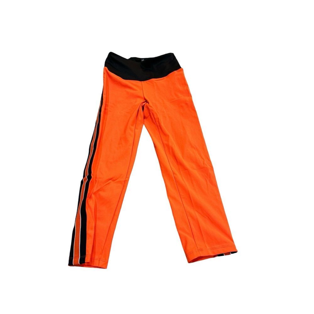 Ruby Ribbon Sport Crop Leggings Orange Black Stripe Size Small NWT - Picture 1 of 7